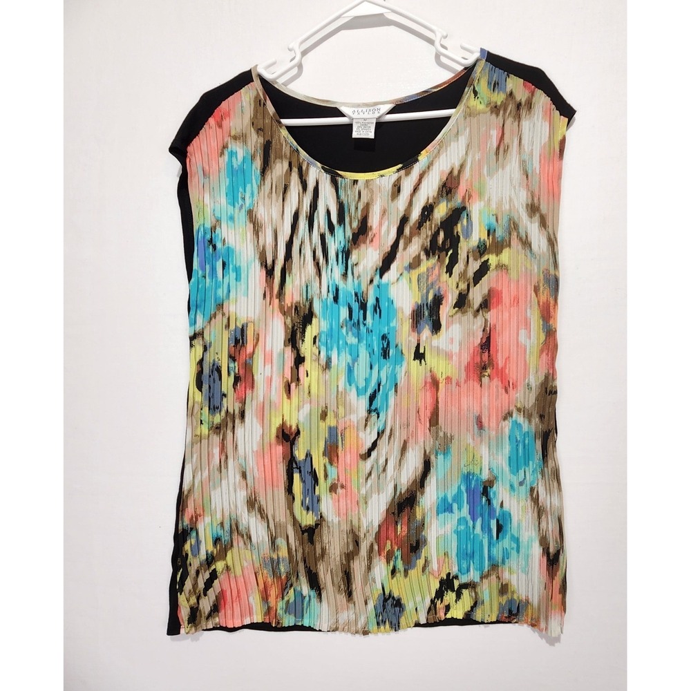 Allison Taylor Women's Y2K Multicolor Pleated Dressy Top Size‎ M
